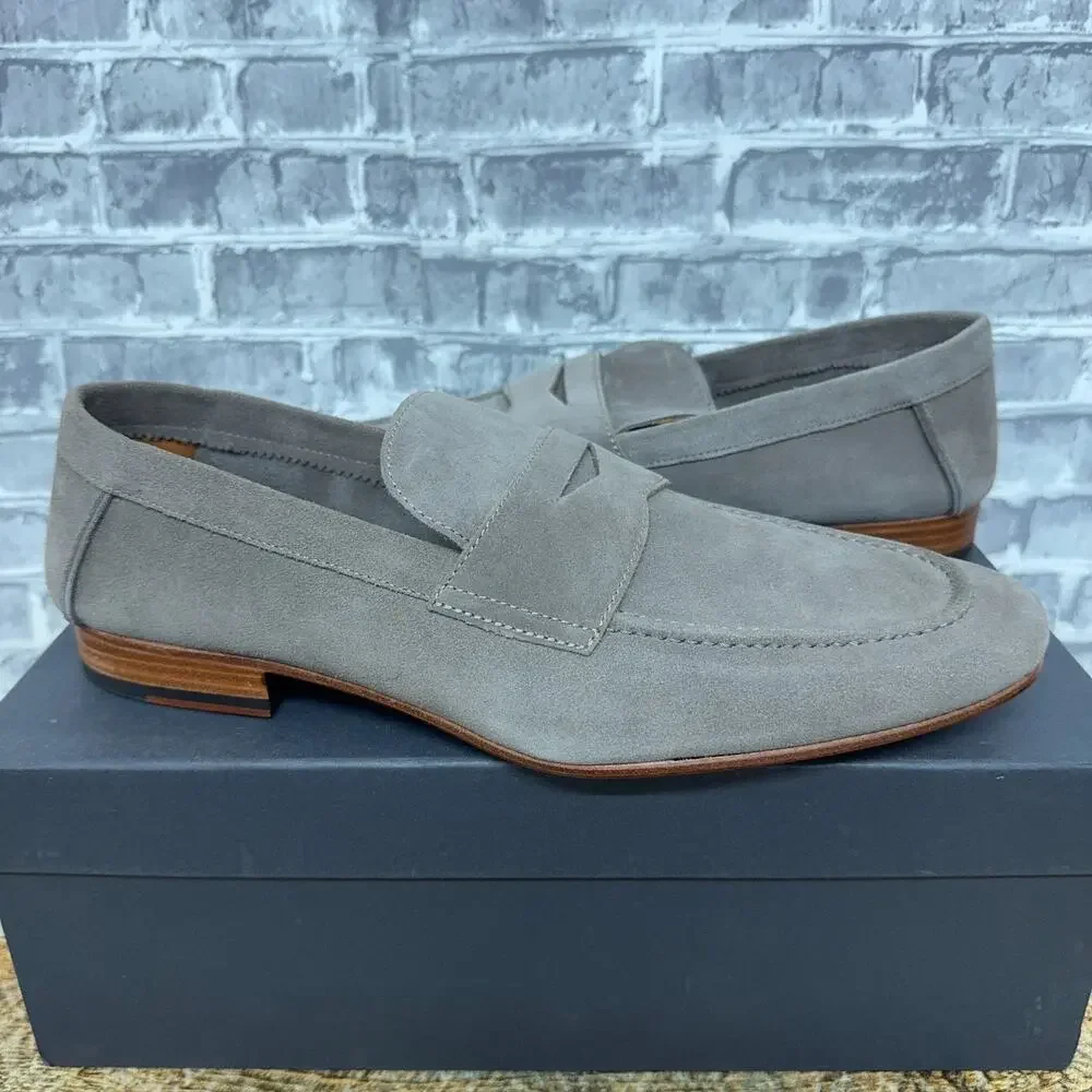 Gordon Rush Wilfred Grey Suede Penny Loafers Mens Size 11.5 New